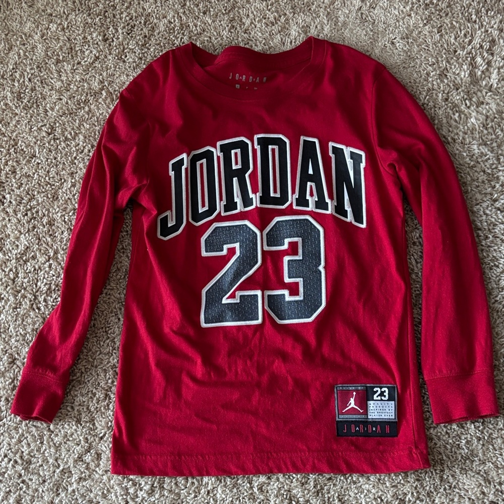 Jordan Kids Red Long Sleeve Tee with 23 Graphic size 8-10